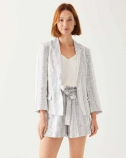 Como Linen Blazer 6 Como Linen Blazer -Mersea Como Linen Blazer Stripped Grey 4