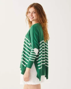 Amour Sweater -Mersea amour sweater heart elbow patch everglade white stripes 5