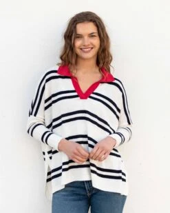 Catalina Polo Sweater 36 Catalina Polo Sweater -Mersea catalina polo sweater navy stripes 4