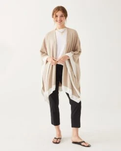 Charleston Travel Wrap -Mersea charleston cotton cashmere wrap mink white 1