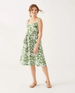 Jolie Linen Sundress -Mersea jolie linen dress green white floral 1