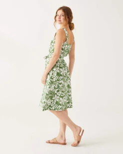 Jolie Linen Sundress -Mersea jolie linen dress green white floral 3