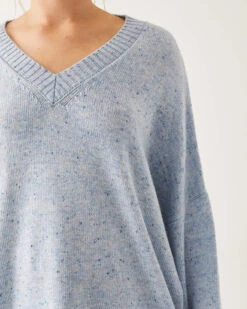 Montauk V-neck Sweater -Mersea montauk v neck sweater misty blue 1