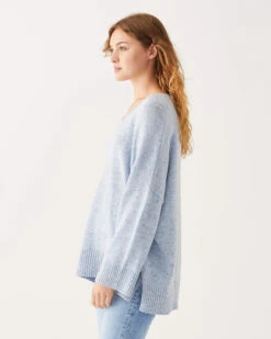 Montauk V-neck Sweater -Mersea montauk v neck sweater misty blue 4