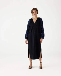 Palermo Embroidered Maxi Dress -Mersea palermo maxi dress black 1