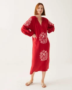 Palermo Embroidered Maxi Dress -Mersea parlermo maxi dress red embroidered 2