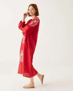 Palermo Embroidered Maxi Dress -Mersea parlermo maxi dress red embroidered 3