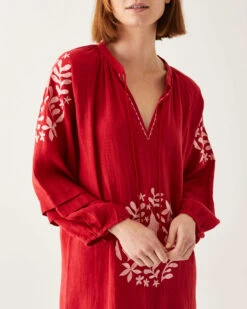 Palermo Embroidered Maxi Dress -Mersea parlermo maxi dress red embroidered 5