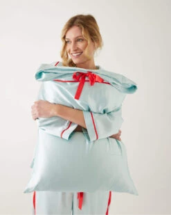 Satin Sailor Pillowcase -Mersea satin sailor pillowcase aquamarine 1