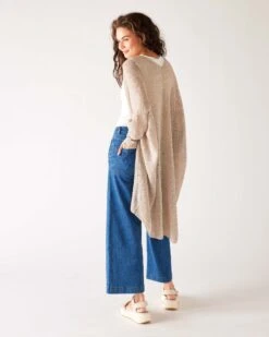 Chelsea Summer Kimono -Mersea womens beige lightwieght chelsea summer travel kimono rear view