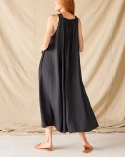 Passport Maxi Dress -Mersea womens black maxi dress rear view