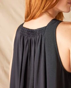 Passport Maxi Dress -Mersea womens black maxi dress rear view detail