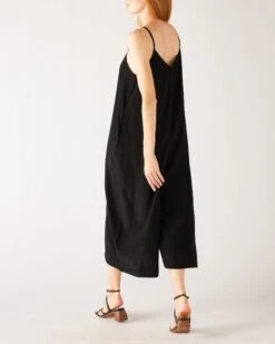 Patio Jumpsuit 8 Patio Jumpsuit -Mersea womens black v neck wide leg patio jumpsuit adjustable strap rear view