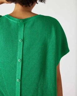 Camden Short Sleeve Sweater -Mersea womens green short sleeve sweater buttons one size back travel