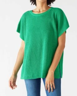 Camden Short Sleeve Sweater -Mersea womens green short sleeve sweater buttons one size travel