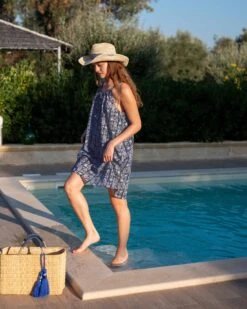 Light & Breezy Dress 25 Light & Breezy Dress -Mersea womens light blue lightweight knee length patio drawstring vacation look