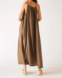 Patio Dress -Mersea womens light brown loose fit pullover maxi dress full body rear view 09cde41c f634 4017 aa01 21b4d9f162a7