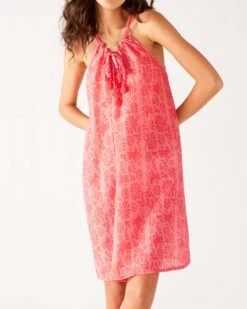 Light & Breezy Dress 17 Light & Breezy Dress -Mersea womens light pink lightweight knee length patio drawstring light and breezy dress front view