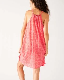 Light & Breezy Dress 19 Light & Breezy Dress -Mersea womens light pink lightweight knee length patio drawstring light and breezy dress rear view