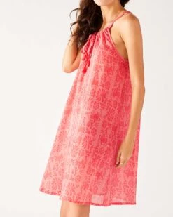 Light & Breezy Dress 18 Light & Breezy Dress -Mersea womens light pink lightweight knee length patio drawstring light and breezy dress side view