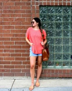 Camden Short Sleeve Sweater -Mersea womens light pink short sleeve sweater buttons one size travel fit