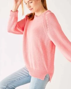 Mersea -Mersea womens light pink soft crewneck stitched sweater front view