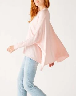 Catalina V-Neck Sweater -Mersea womens light pink vneck sweater one size side view