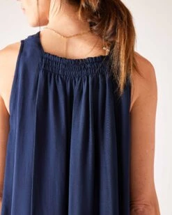 Passport Maxi Dress -Mersea womens navy maxi dress rear view detail