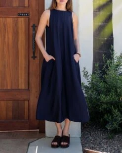 Passport Maxi Dress -Mersea womens navy maxi dress travel look
