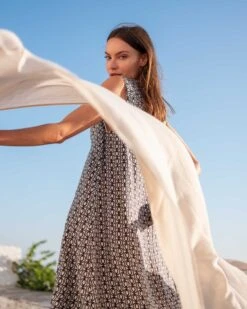 Atlas Dress 15 Atlas Dress -Mersea womens navy patterned mini dress travel look