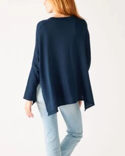 Catalina V-Neck Sweater -Mersea womens navy vneck sweater one size back view drape