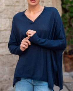 Catalina V-Neck Sweater -Mersea womens navy vneck sweater one size travel