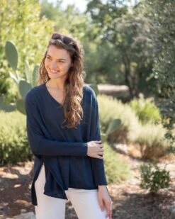 Catalina V-Neck Sweater -Mersea womens navy vneck sweater one size travel outfit