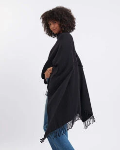 Classic Travel Wrap -Mersea womens one size black travel wrap side view