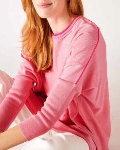 Catalina Sweater 36 Catalina Sweater -Mersea womens pink contrast crewneck sweater oversized shoulder contrast view 818b232d 9ec6 4f1f 8cbd ed85c8ddd101