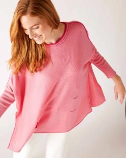 Catalina Sweater 37 Catalina Sweater -Mersea womens pink contrast crewneck sweater oversized shoulder view 3b2c731b 53a7 467f 814a 9f8c0f70b0e2