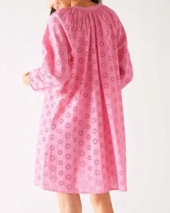 Daisy Eyelet Cover Up -Mersea womens pink eyelet coverup dress rear view
