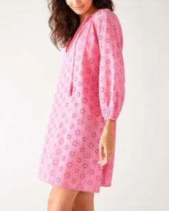 Daisy Eyelet Cover Up -Mersea womens pink eyelet coverup dress side view