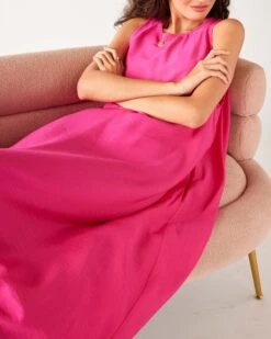 Passport Maxi Dress -Mersea womens pink maxi dress detail front view