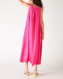 Passport Maxi Dress -Mersea womens pink maxi dress rear view