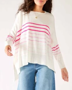 Amour Sweater -Mersea womens pink striped sweater pink hearts one size chest view