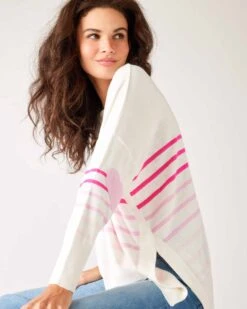 Amour Sweater -Mersea womens pink striped sweater pink hearts one size side view