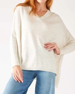 Catalina V-Neck Sweater -Mersea womens sea salt vneck sweater one size chest view