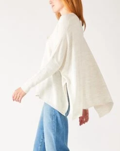 Catalina V-Neck Sweater -Mersea womens sea salt vneck sweater one size side view