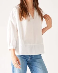 Sonnet Top -Mersea womens white blouse chest view