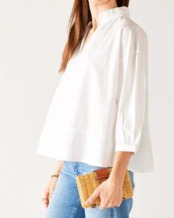 Sonnet Top -Mersea womens white blouse side view
