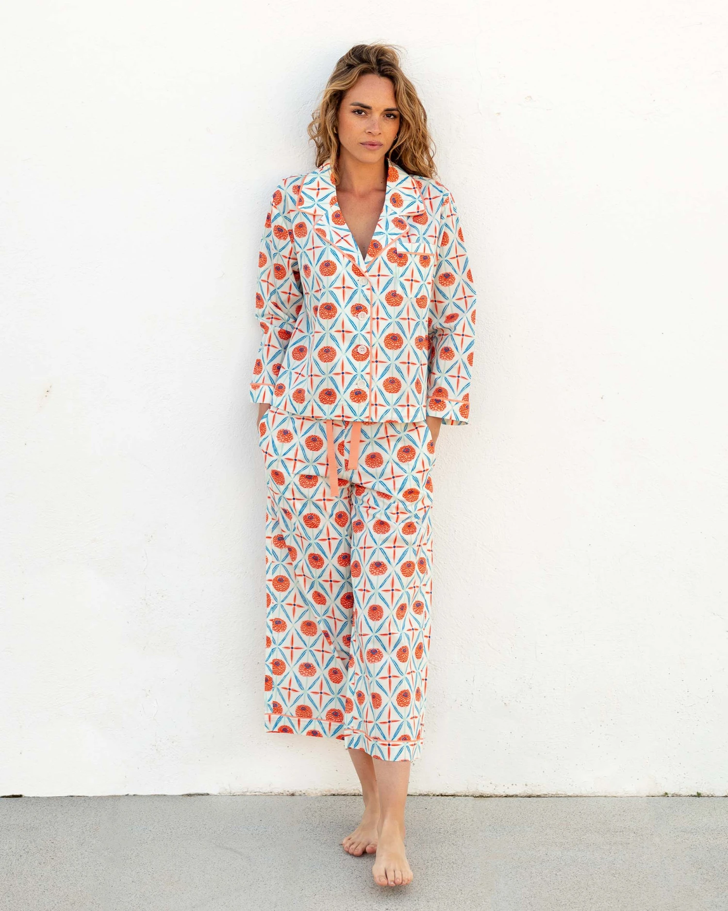 Over The Cotton Moon Pajama Set - Zinnias 2 Over The Cotton Moon Pajama Set - Zinnias - Image 2