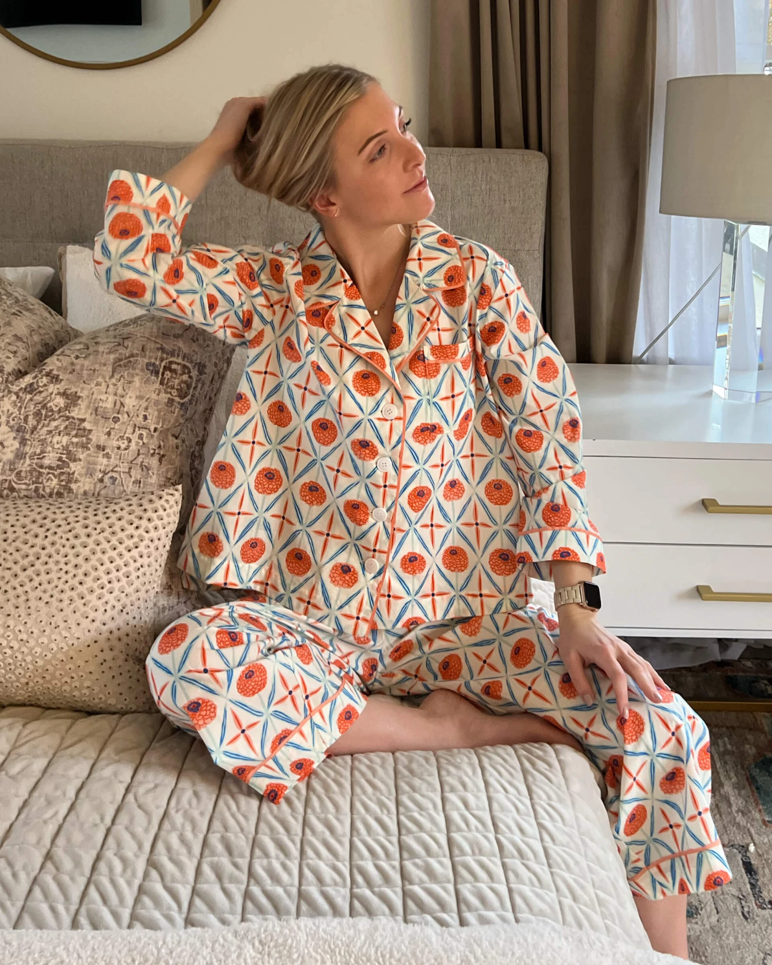 Over The Cotton Moon Pajama Set - Zinnias 6 Over The Cotton Moon Pajama Set - Zinnias - Image 6