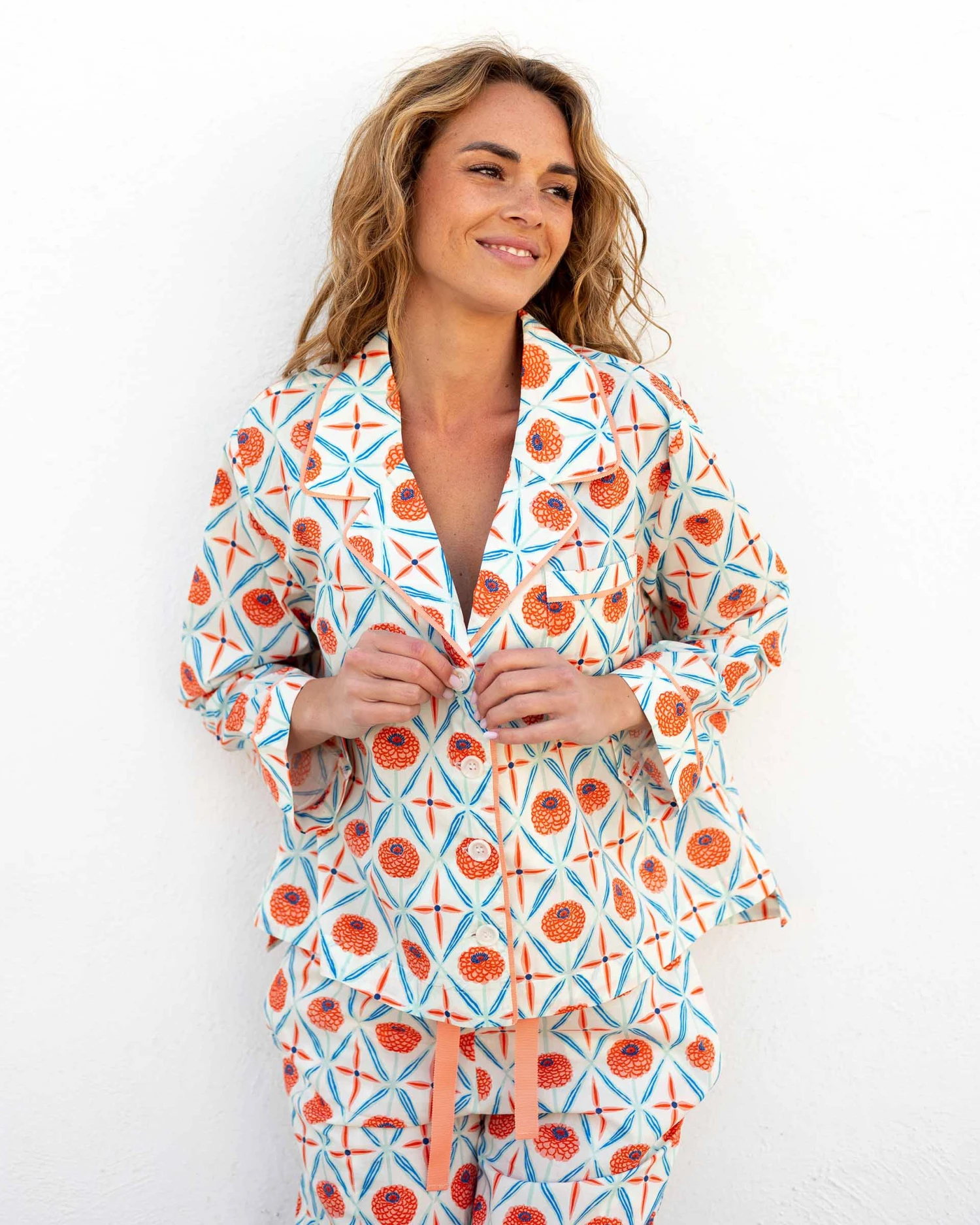 Over The Cotton Moon Pajama Set - Zinnias 1 Over The Cotton Moon Pajama Set - Zinnias