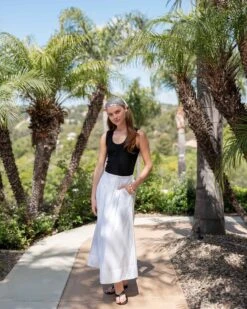 Sonnet Maxi Skirt -Mersea womens white maxi skirt travel look